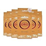 Lavazza, Qualità Oro, Ground Coffee, 6 Packs of 250 g, Ideal for Moka Pot, Filtered Coffee and French Press, with Aromatic Notes of Fruit and Flowers, 100% Arabica, Intensity 5/10, Medium Roast