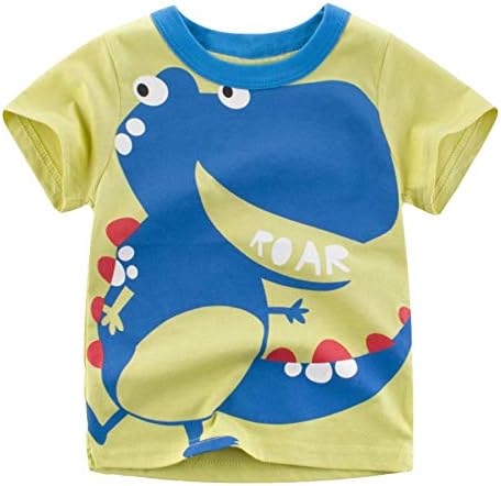 Toddler Little Boys T Shirts 2 Pack Short Sleeve Crewneck Top Tee Dinosaur Car Shark Shirts for 2-7 Years - Image 3