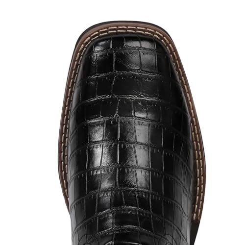 Image of IUV Cowboy Boots For Men Western Caiman Tail Print Wide Fashionable Boots