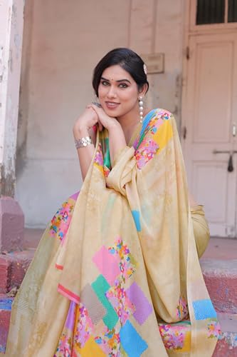 Image of MIRCHI FASHION Saree for Woman Chiffon Floral Printed | Lightweight Comfortable Daily Wear Women's Sari with Unstitched Blouse Piece (Available in 15 Colors)