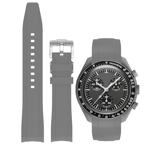 Image of Bands for MoonSwatch Watch,Curved end No Gap,Premium Silicone Rubber Watch Strap for Omega X Swatch Moonswatch Speedmaster /Rolex /SEIKO 20mm 22mm Watch Strap Replacement Band for Men Women