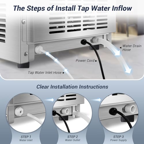 120 lbs/24h Commercial Ice Maker with 30 lbs Storage Bin | 15" Wide Undercounter/Freestanding Ice Machine for Home Bar & Outdoor Use | 40 PCS Ice Cubes | Self-Cleaning Function