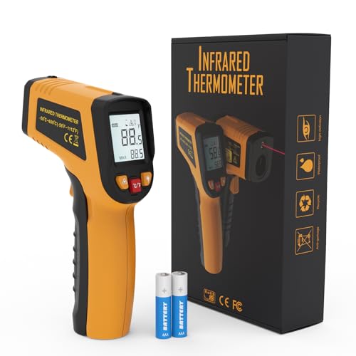 Comparison: Best Laser Thermometer For Cooking 11 KNINE OUTDOORS Infrared Thermometer Laser Temperature Gun, -58℉ to 1112℉, Single Laser Targeting, Distance to Spot Ratio 12:1, for Cooking, Oven and Meat (Orange)