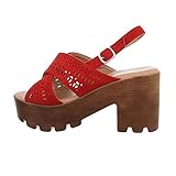  Ital Design Damenschuhe Sandalen & Sandaletten High-Heel Sandaletten, XO-11-, Kunstleder, Rot, Gr. 37