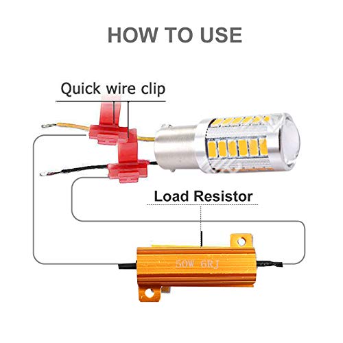 8-Pack 50W 6Ohm LED Load Resistors, Automotive Replacement Resistors for Flickering LED Turn Signal Light & LED License Plate Lights & DRL - Image 6