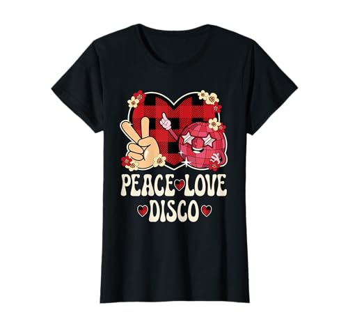 Peace Love Disco Outfit Women Teen Girls 70s Disco T-Shirt