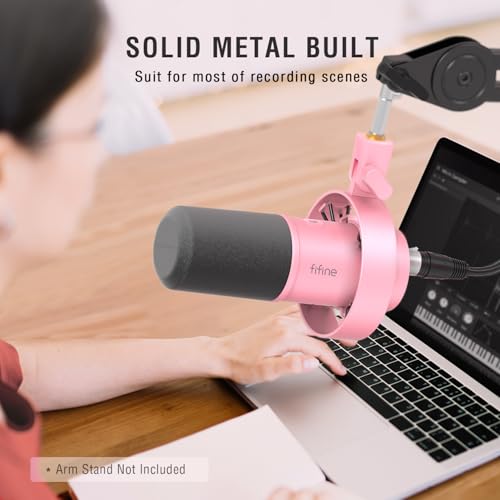Image of FIFINE XLR /USB Dynamic Microphone, Studio XLR Vocal Podcast Microphone for Recording, USB Streaming Mic with Mute Button, Gain Knob, Headphones Monitoring for Voice-Over, Video-Amplitank K688 Pink