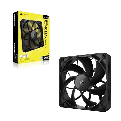 CORSAIR iCUE Link RX140 Max 140mm PWM Ventilateur Épais – Pression Statique Élevée – Liquid Crystal Polymer – Palier à Dôme Magnétique – Ventilateur Unique – Noir