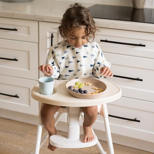 Image of Tiny Twinkle Long Sleeve Bib for Babies&Toddlers|2-Pack Waterproof Smock Bib for Eating|Machine Washable&Mess-Proof Feeding Essentials|Newborn Shower Gift(Varsity Flags,Grid,6-24M)