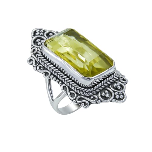 Bague quartz citron argent 925 femme homme bijoux faits main de designer