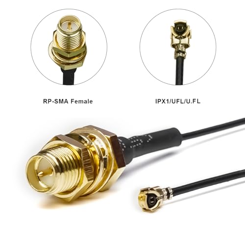 Cable coaxial RP-SMA hembra a U.FL 15cm x5 miniatura 3