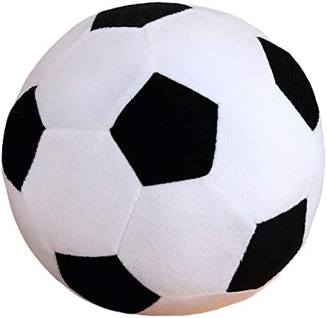 AOQI Fluffy Stuffed Toy Soccer Ball Plush Pillow Soft Durable Stuff Soccerball Gift for Kids Boy Baby (Black -White,7.8inch/20cm)