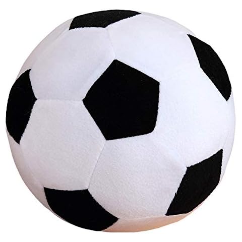 AOQI Fluffy Stuffed Toy Soccer Ball Plush Pillow Soft Durable Stuff Soccerball Gift for Kids Boy Baby (Black -White,7.8inch/20cm) Cover