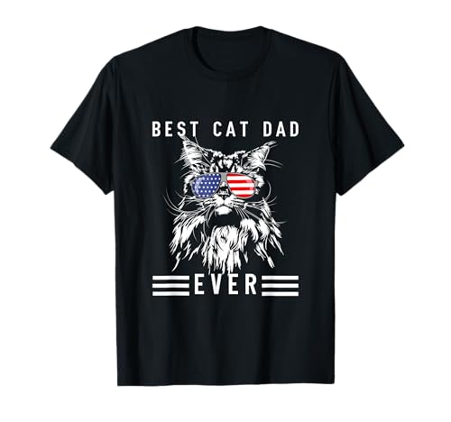 Divertido Maine Coon Cat Best Cat Dad Ever Funny Cat Maine Coon Camiseta