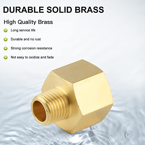Midanya Brass Pipe Fitting Reducer Adapter 1/4 Inch Npt Male Thread To 1/2 Inch Npt Female 2 Pack Thread Hose Fitting Straight Hex Nipple Fast Coupler thumb #3