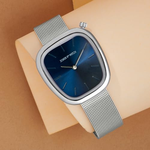 Image of Joker & Witch Nocturne 30mm Blue Dial 16mm Silver Steel Mesh Watch for Women