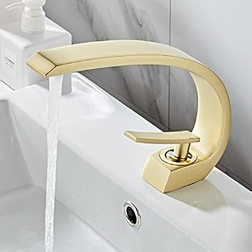 Luxurious Basin Faucets Modern Bathroom Mixer Tap Brass Washbasin Faucet Single Handle Hole Elegant Crane for1brushed gold