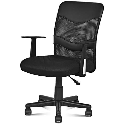 Giantex Office High Back Swivel Computer Desk Task, Ergonomic Mesh Chair with Armrest, Black