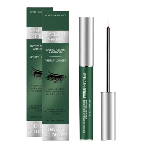 Sérum para pestañas sin hormonas, sin hormonas, fórmula natural, potenciador de pestañas para un crecimiento más rápido de pestañas, pestañas más completas y más largas, vegano (5 ml*2)