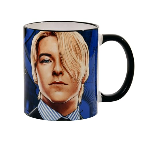 Elbenwald Taza One Piece con Letras Don't Start A Fight, If You Can't End It! de Sanji - Taza de Café con Asa - para Hombres Mujeres Unisex 320 ml - Cerámica - Azul