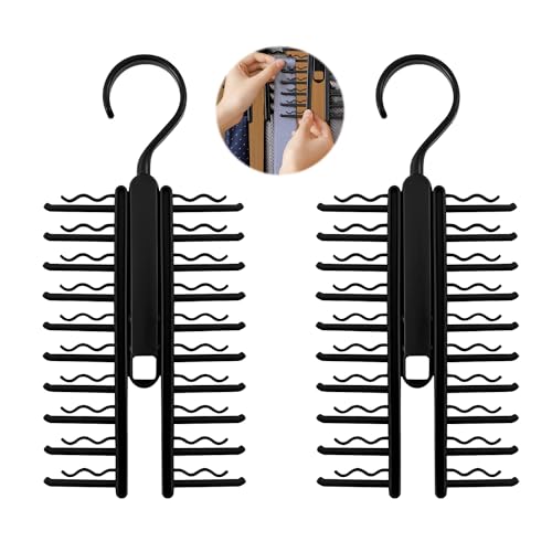 ZSMJAER 2 PCS Colgador para Cinturones y Corbatas, Corbateros para Armarios, Perchas para Cinturón, Permite Colgar 20 con Gancho Giratorio, Perchero para Colgar Desde Corbatas a Cinturones o Bufandas
