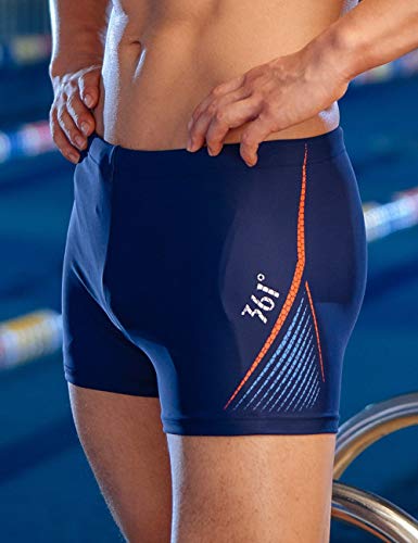 361° Jammers Swimsuit for Men, Square Leg Swimming Briefs-Chlorine Resistant Racing Training,Black 2, XXL (Blue, XL(W32''-34'')) - Thumbnail 2