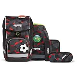 ergobag Cubo TaekBärdo Schulranzen Set 5tlg. Verschiedene Kletties (Fußball 3D)