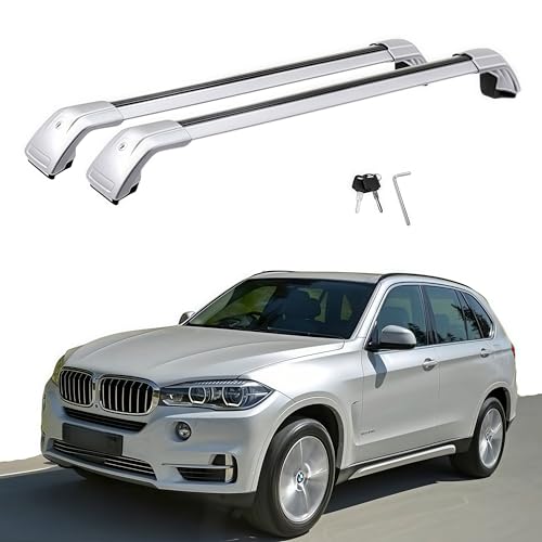 Roof Rack Cross Bars Fit for BMW X5 F15 F85 2013-2018 Aluminum Crossbars Cargo Carrier 2PCS Silver