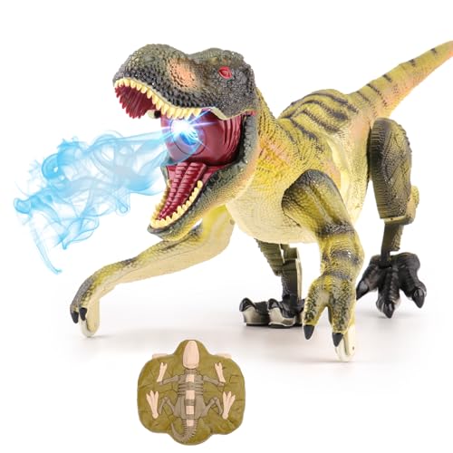 VERTOY Remote Control Dinosaur Toys for Kids 3 4-7 8-12 Year Old - Realistic T-Rex Gift for Boys, RC Walking Dino with Light, Roaring, Spray, Touch Sensing