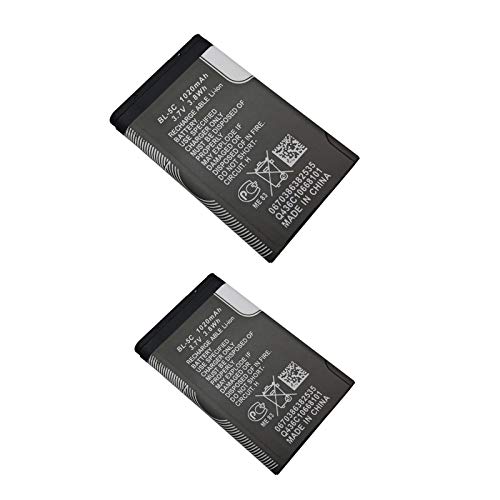 2 Piezas 1020mAh BL-5C BL5C BL 5C batería para 6230 6330 6263 6267 6270 6555 6600 6630 6670 6680 6681 6682 6820 (2 Piezas)