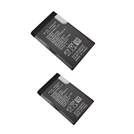 2 Piezas 1020mAh BL-5C BL5C BL 5C batería para 6230 6330 6263 6267 6270 6555 6600 6630 6670 6680 6681 6682 6820 (2 Piezas)