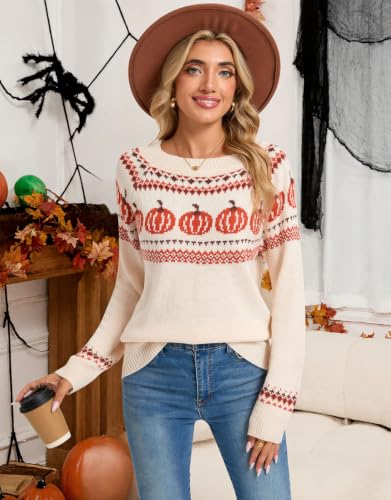 Image of Women's Vintage Fair Isle Pullover Sweater Lightweight Knit Tops