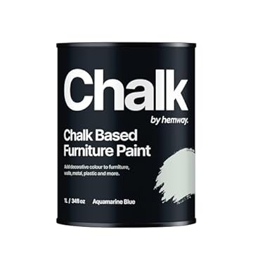 Hemway - Chalk Based Furniture Paint - Aquamarine Blue 1 L | Chalky Matt Shabby Chic Finish for Interior & Exterior Home Decor | Quick Dry & All-in-one