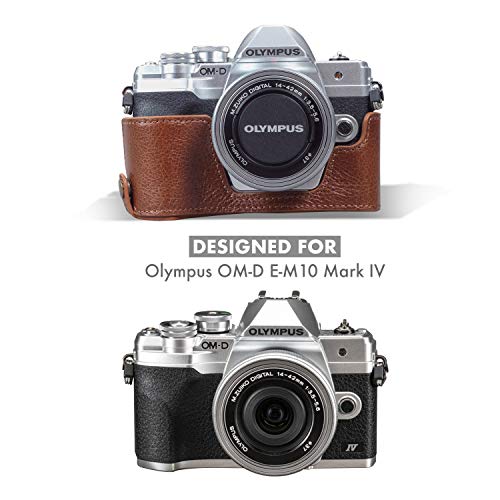 Demi-étui Olympus OM-D E-M10 Mark IV MegaGear housse cuir véritable