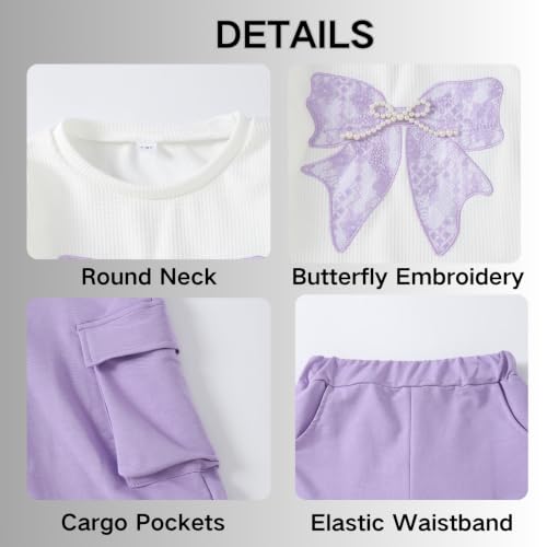 Image of Girls Clothes 2 Piece Hoodie Sweatshirt + Cargo Pants Fall Winter Outfits for Teen Tween Girls 7-14 Years