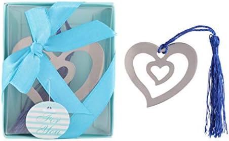 Yuokwer 12pcs Heart Metal Bookmarks Baby Shower Party Favor Decoratio Bridal Shower Souvenirs Birthday Wedding Favors Gift for Guest,Gift Boxed Book Lovers Collection (12, Heart)