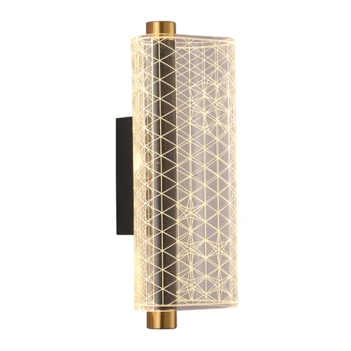 Applique Murale de Chevet en Acrylique pour Chambre à Coucher, Lampe Murale LED Moderne de 31 cm, 14 W, avec Abat-Jour en Grille, luminaire décoratif d'intérieur pour Couloir, Salon, allée