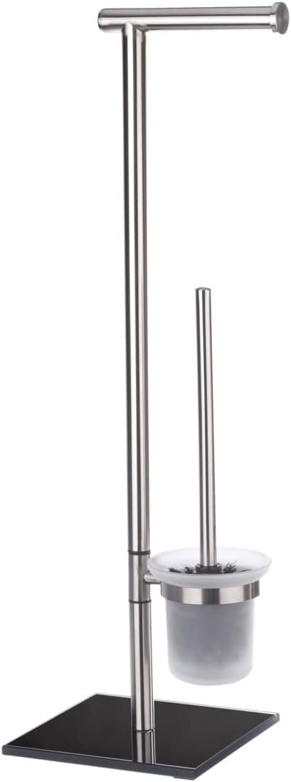 Toilet Paper Stand with Toilet Brush, Toilet Paper Holder Set, Free Standing Toilet Paper Holder, Stainless Steel, Dimensions 9.3 x 27.2 x 7.9 in