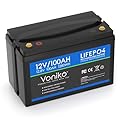 Voniko 12V 100Ah LiFePO4 Lithium Battery, 2000+ Cycles Lithium Iron Phosphate Rechargeable Battery Built-in Smart BMS, Perfect for RV, Camping, Boat, Fish Finders, Solar, and Off Grid Battery, etc