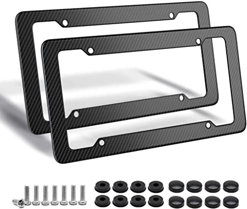 BLVD-LPF OBEY YOUR LUXURY Carbon Fiber License Plate Frame w/Glossy Finish - [Pack of 2] Plastic, Front & Rear Number Plate Frame w/Fasteners, Screws | Automotive Accessories