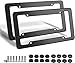 Carbon Fiber Style License Plate Frames Front & Rear 2pc Set With Fasteners and Screws glossy finish