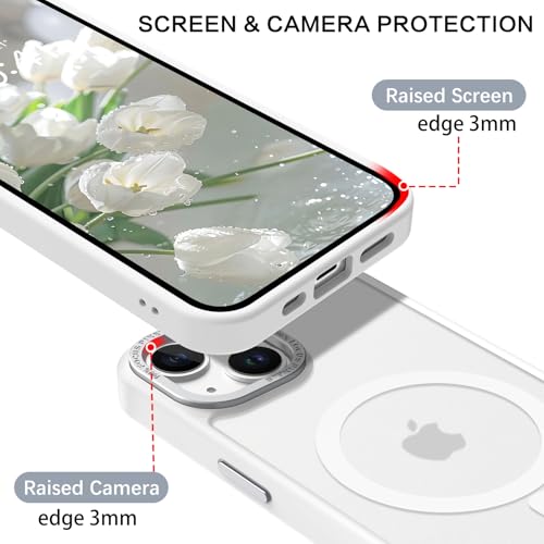 Image of BENTOBEN Magnetic for iPhone 13 Case & iPhone 14 Case [Compatible with Magsafe] Translucent Matte Phone Case iPhone 13 /14 6.1 inch Slim Thin Shockproof Women Men Protective Cover, Pure White