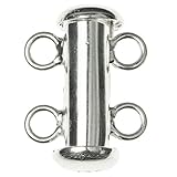 1 Set .925 Sterling Silver Full Slide 2 Strand Lock Clasp 14mm / Findings/Bright
