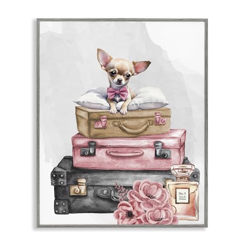 Trendy Pup Travel Glam, 16 x 20 Inch Framed Giclée Print