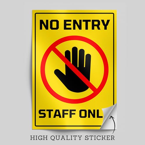 Image of No Entry Staff Only Sign Sticker Board 29 x 20 CM | Peel & Stick with 4 Pre-Made Holes | Office, Shop, Restaurant, Warehouse Door Sign | Pack of 1 (No Entry Staff Only, A4 - Medium - 1 Piece)