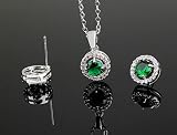 Premium Crystalline Azuria Zestaw dla Kobiet - Bridal Biżuteria z Naszyjnikiem i Kolczyk dla Panny Młodej - Cubic Cyrkonia Druhna - Zielony Szmaragd Symulowany