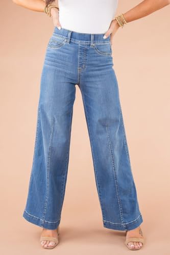 Oprah Jeans, Oprah's Favorite Jeans, Seamed Front Wide Leg Jeans, Womens Oprah Jeans Wide Leg Pull On3