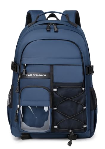 BCMKLOOK Mochila para laptop para meninos e meninas, mochila escolar do ensino médio para mulheres e homens, durável, viagem diária, 3 - Azul, 15.6-Inch, Escola