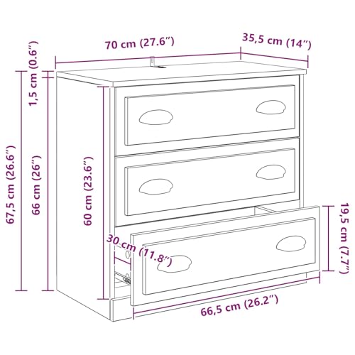 Aparador rústico de madera de 70 cm para pasillo y comedor 3