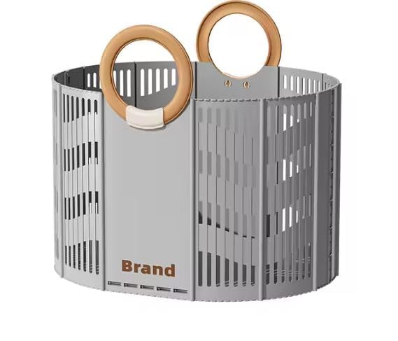 Azelf Amazing Modern Foldable Laundry Basket Plastic Collapsible Clothes Hamper with Strong Handles, Stylish Ventilated Design for Luxury Home Organization & Storage (GREY)-picture-48